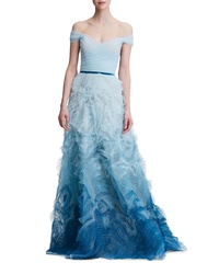 Marchesa Notte Ombre Off The Shoulder Gown