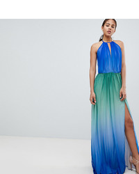 John Zack Tall Plunge Front Maxi With High Thigh Split Ombre