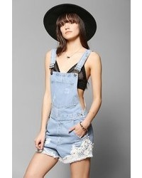 Urban Outfitters Pins And Needles Lace Trim Overall Short