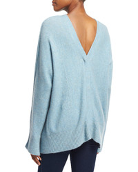 3.1 Phillip Lim Long Sleeve V Back Pullover Sweater Light Blue