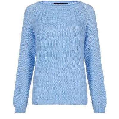 New Look Light Blue Raglan Knitted Jumper, $25 | New Look | Lookastic