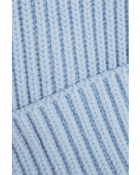 Jil Sander Oversized Ribbed Wool Blend Turtleneck Sweater Blue