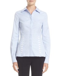 Yigal Azrouel Lace Up Detail Pinpoint Oxford Shirt