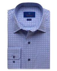 David Donahue Fusion Paisley Dress Shirt In Blueberry At Nordstrom
