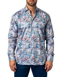 Maceoo Fibonacci Regular Fit Paisley Button Up Shirt In Blue At Nordstrom