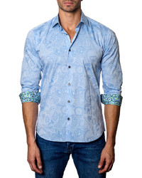 Jared Lang Paisley Print Sport Shirt Blue
