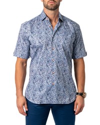 Maceoo Galileo Paisley Short Sleeve Button Up Shirt In Blue At Nordstrom