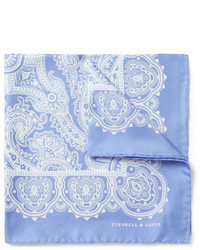 Light Blue Paisley Silk Pocket Square