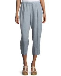 Eileen Fisher Mid Rise Cropped Linen Pants Chambray