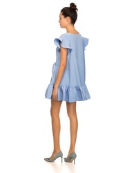 Cynthia Rowley Flutter Sleeve Trapunto Belted Flounce Dress