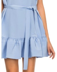 Cynthia Rowley Flutter Sleeve Trapunto Belted Flounce Dress