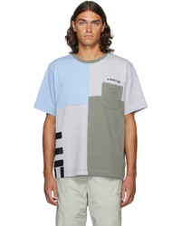Helmut Lang Green Blue Patchwork T Shirt