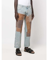 ERL Patchwork Straight Leg Jeans