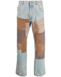 ERL Patchwork Straight Leg Jeans
