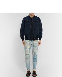 Dries Van Noten Slim Fit Patchwork Print Denim Jeans