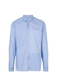 Light Blue Patchwork Long Sleeve Shirt