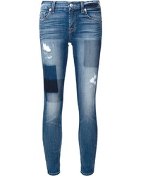 Light Blue Patchwork Skinny Jeans