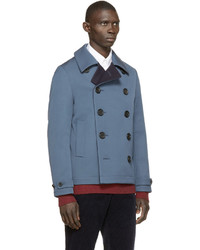 Burberry London Blue Double Faced Wool Renold Peacoat