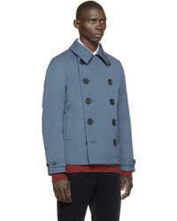 Burberry London Blue Double Faced Wool Renold Peacoat