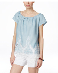 INC International Concepts Lace Trim Peasant Blouse Only At Macys