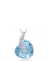 Ice 003 Ct Diamond Tw And 6 12 Ct Tgw Blue Topaz 10k White Gold Pendant Necklace