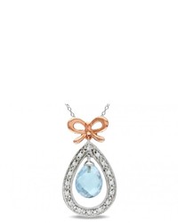 Ice 110 Ct Diamond Tw And 2 Ct Tgw Blue Topaz Pink Plated Silver Pendant Necklace