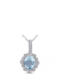 Ice 110 Ct Diamond Tw And 3 45 Ct Tgw Blue Topaz Silver Pendant Necklace