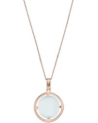 14k Rose Gold Over Silver Lab Created Blue Cats Eye Circle Pendant