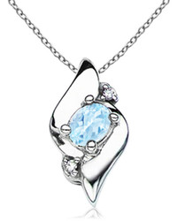 16 Ct Tw Oval Aquamarine And Diamond Shell Pendant In 14k White Gold By Angara