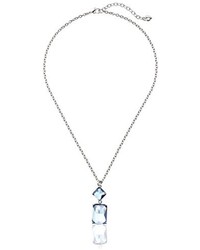 Carolee Dark Star Silver Tone And Glass Stone Double Drop Pendant Necklace 18 2 Extender