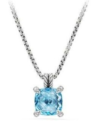 David Yurman Chatelaine Pendant Necklace With Blue Topaz And Diamonds