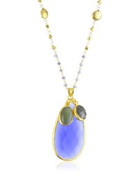 Coralia Leets Jewelry Design Mykonos Wire Wrap Deep Blue Chalcedony Pendant Necklace 33
