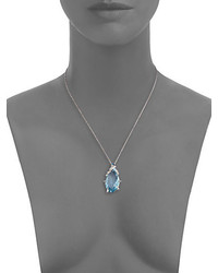 Alexis Bittar Fine Blueberry Marquis Blue Topaz Sapphire Diamond Sterling Silver Pendant Necklace