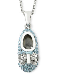 jcpenney Fine Jewelry Sterling Silver Blue Crystal Baby Shoe Pendant Necklace