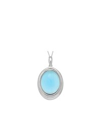 Finejewelers Sterling Silver Light Blue Oval Simulated Cats Eye Ladies Pendant