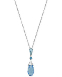 Kaleidoscope Light Blue Swarovski Crystal Briole Pendant Necklace In Sterling Silver