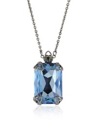 Sorrelli Salt Water Large Emerald Cut Crystal Pendant Necklace 16 4