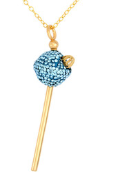 Sis By Simone I Smith 18k Gold Over Sterling Silver Necklace Light Blue Crystal Mini Lollipop Pendant