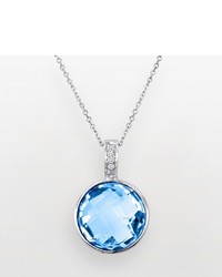 Sterling Silver Blue Topaz Diamond Accent Pendant