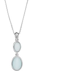 Sterling Silver Lab Created Blue Cats Eye Pendant Necklace