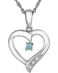 Sterling Silver Swiss Blue Topaz Heart Pendant