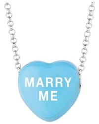 Sweethearts Sterling Silver Necklace Blue Marry Me Heart Pendant
