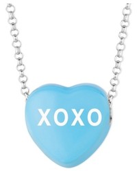 Sweethearts Sterling Silver Necklace Blue Xoxo Heart Pendant