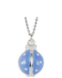 VistaBella 925 Sterling Silver Light Blue Enamel Lady Bug Pendant