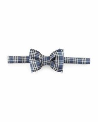 Tom Ford Textured Prince Of Wales Plaid Bow Tie Blue