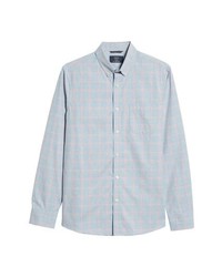 Light Blue Plaid Chambray Long Sleeve Shirt