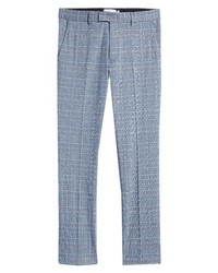 Topman Check Skinny Trousers In Light Blue At Nordstrom