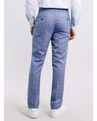 Topman Blue Checked Skinny Suit Pants