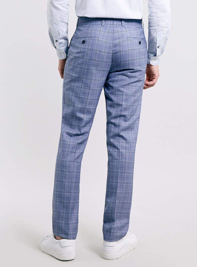 Topman Blue Checked Skinny Suit Pants, $120 | Topman | Lookastic
