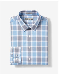 Express Fitted Plaid Cotton Dress Shirt